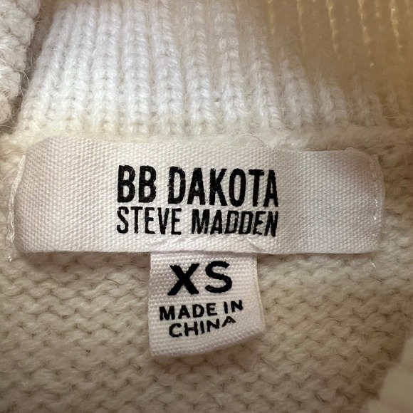 BB Dakota‎ Cream Cable Knit Cottagecore Soft Girl Puff Sleeve Sweater Dress XS - Picture 2 of 9